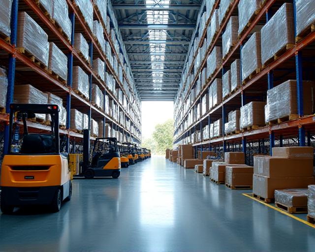 Modern logistics warehouse in St. Petersburg, Florida with supply chain operations
